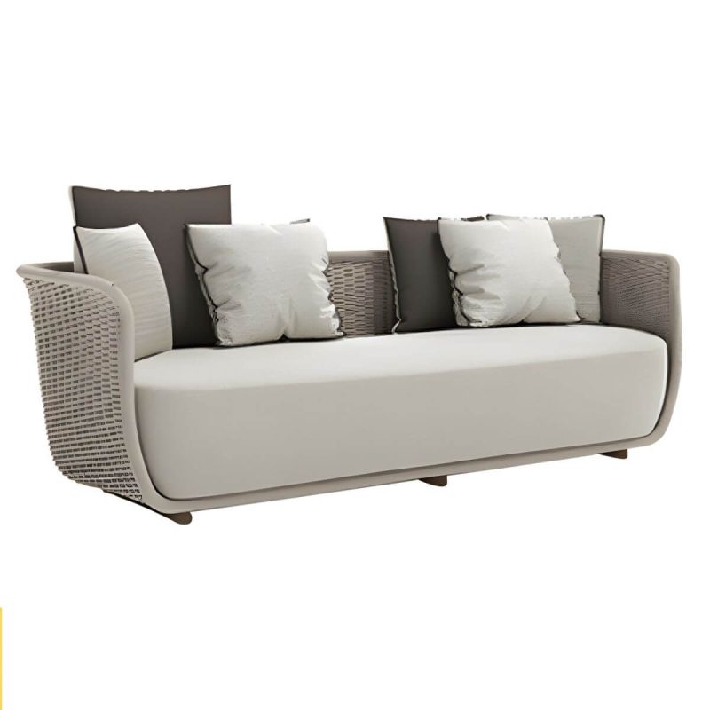 "Rattan Water Resistant Patio Sofa Symmetrical with Cushions for Outdoor - Dark Gray 1-Seater Sofa"