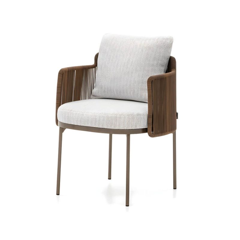 "Metallic Matte Finish Patio Chair Assembled Mid-century Modern with Arms - 1 Piece Aluminium Alloy"