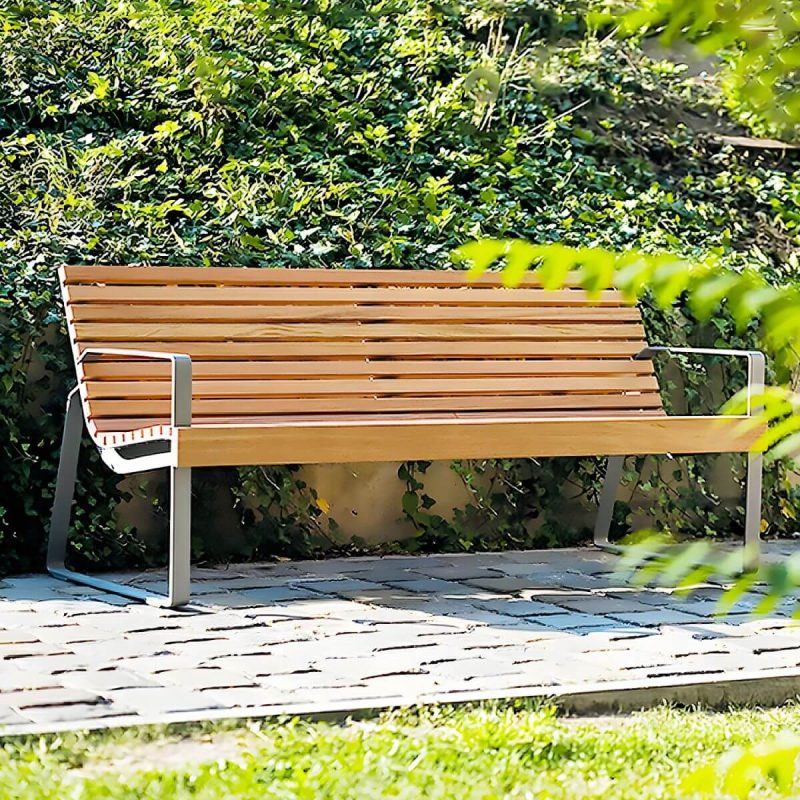 "Industrial Style Metal Picnic Bench with Stainless Steel Frame and Waterproof Durability - 79"L x 21"W x 31"H"