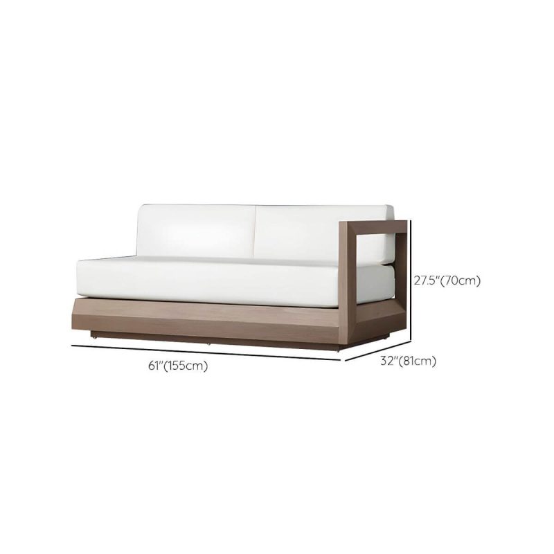 "Dimension of Wood Rectangular Contemporary Patio Sofa with Cushions for Outdoor - Left Armrest Double Seat"