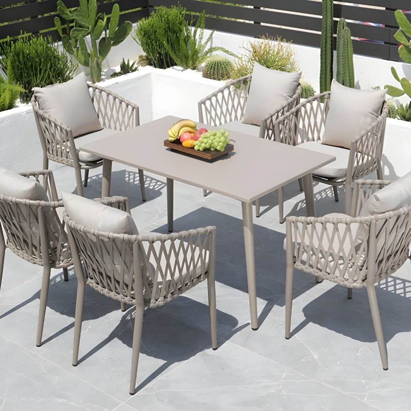 "Modern Metal Dining Room Chair and Table Set with Standard Gray Table - Table & Chair(s) 47"L x 28"W x 29"H 6"