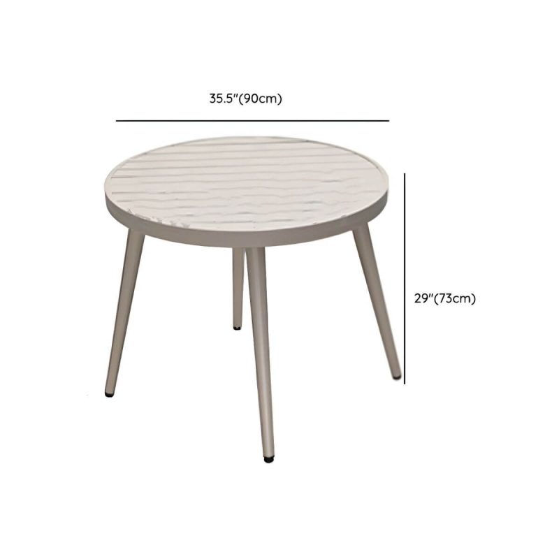 "Dimension of Modern Aluminum Dining Table with Umbrella Hole in Brown and Gray Finish - Table Only 35.4"L x 35.4"W x 28.7"H"