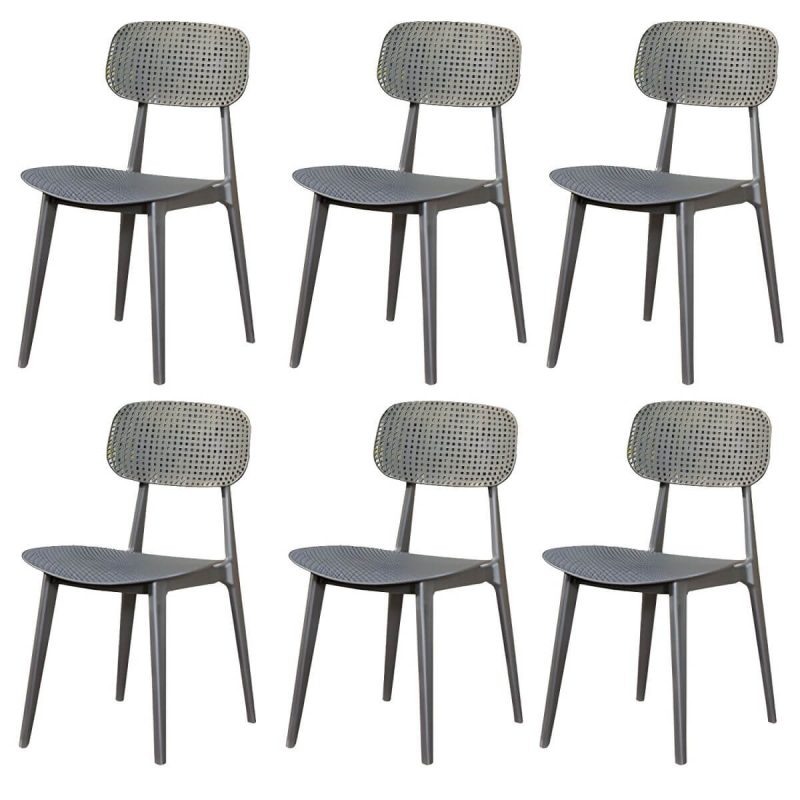 "Stacking Dining Armchair Contemporary Plastic Patio Arm Chair - 15"L x 20"W x 31"H 6 Piece Set"