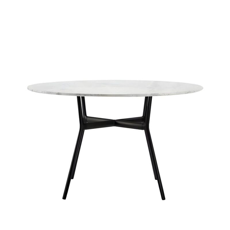 "Modern Brown Patio Dining Table without Umbrella Hole and Non-Foldable Design - Table Only 31.5"L x 31.5"W x 28.3"H Round"