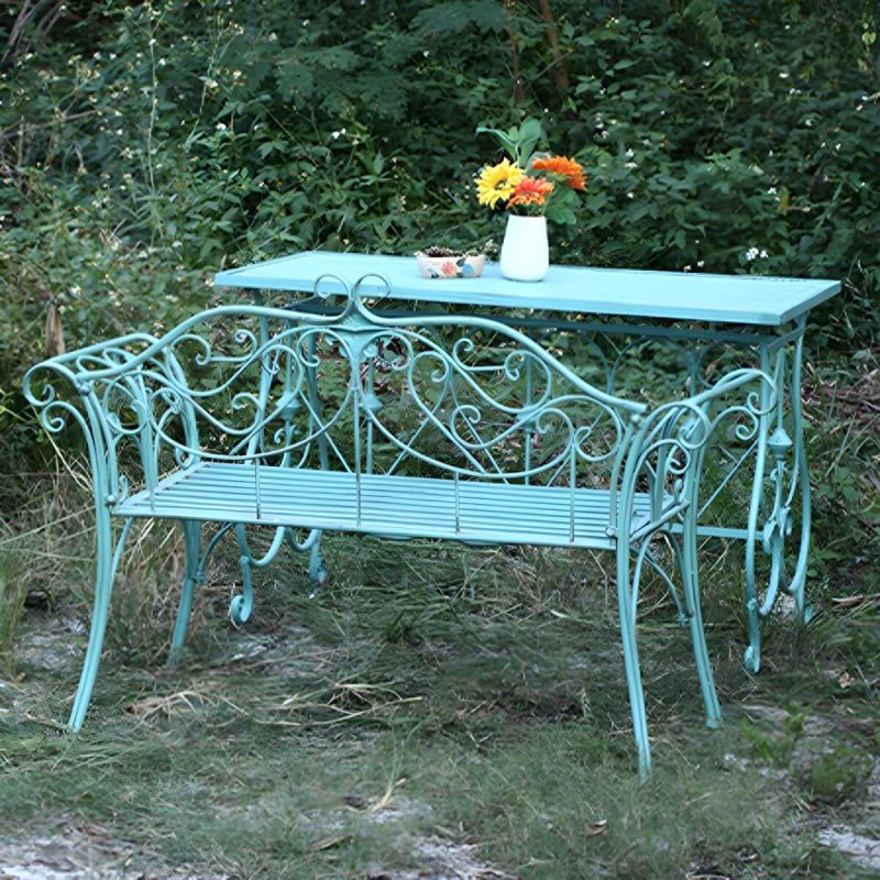 "Modern Green Waterproof Courtyard Table Iron Rectangle Outdoor Table - Table Only"