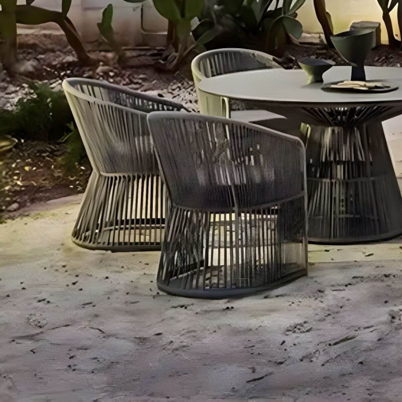 "Round Patio Dining Table Set 1/2/5/6 Pcs Stone Top Patio Dining Table with Chairs - Table & Chair(s) 47.2"L x 47.2"W x 29.5"H 5 Grey"