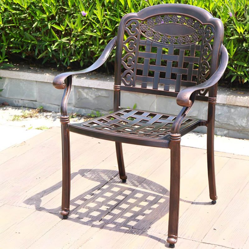 "Traditional Dining Armchair in Bronze With Arm 25.2" Long 35.03" High - 8 Piece Set"