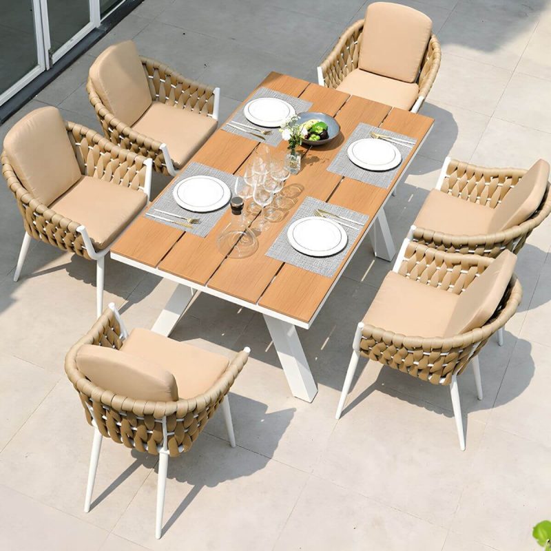 "Modern Aluminum Non-Foldable Patio Dining Arm Chair with Included Cushions 1pc - Brown 18" Density Sponge"