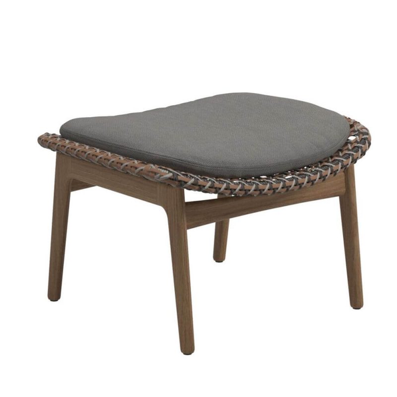 "1 Piece Teak Natural Finish Symmetrical Uv Resistant 1 Person Ottoman with Cushion, Ottoman"