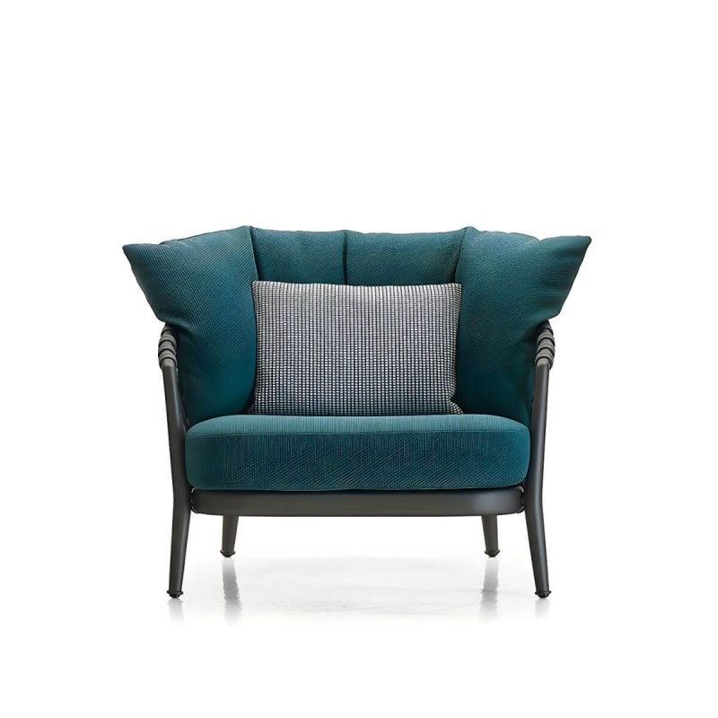 "French Country Metal Frame Patio Sofa Water Resistant Outdoor Sofa with Cushion &Pillows - 30"L x 31"W x 28"H Dark Green"