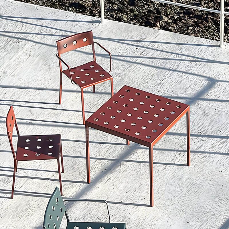 "Industrial Metal Dining Side Chair Open Back Stacking Outdoor Chair - 4 Piece Set Armless"