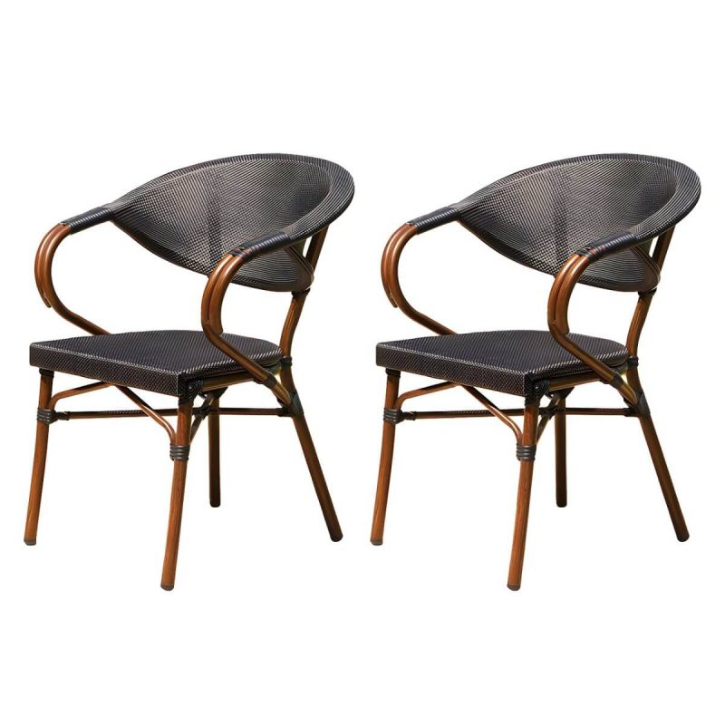"Modern Style Steel Frame UV and Water Protective Outdoor Dining Chair - 22"L x 22"W x 32"H 2 Piece Set"