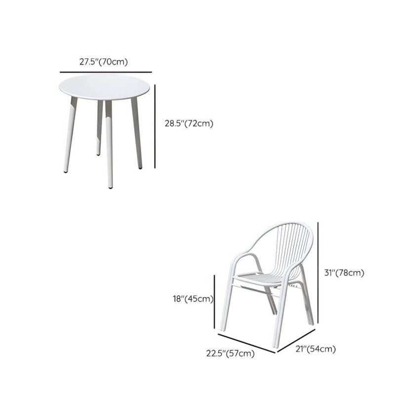 "Dimension of Stylish Weatherproof Patio Dining Set with Stackable Metal Chairs - 27.6"L x 27.6"W x 28.3"H Table & Chair(s) 4"