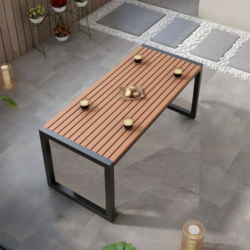 "Industrial Style Wooden Dining Table in Medium Wood Color - Non-Foldable - Table Only 47.2"L x 23.6"W x 29.5"H Black"