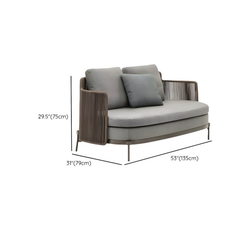"Dimension of Waterproof and Durable Brown Metal Modern Sofa with Cushions - 2-Seater Sofa"