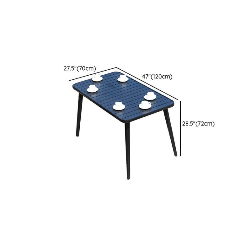 "Dimension of Contemporary Wood Dining Table Set with Black Chairs for Courtyard - Table & Chair(s) 47"L x 28"W x 28"H 2"