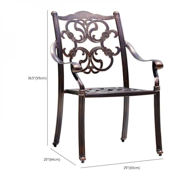 "Dimension of Gunmetal Iron Patio Arm Chair, Stackable, Minimalist Style, 1 Chair, 25"L x 25"W x 37"H"