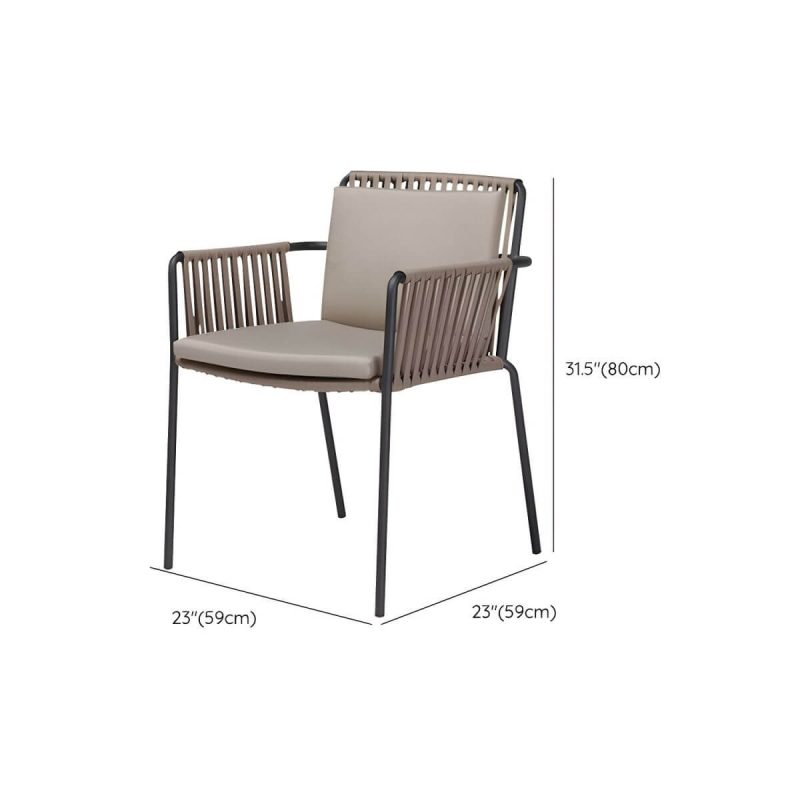 "Dimension of Traditional Rattan Patio Dining Side Chair Square for Outdoor - 2 Piece Set"