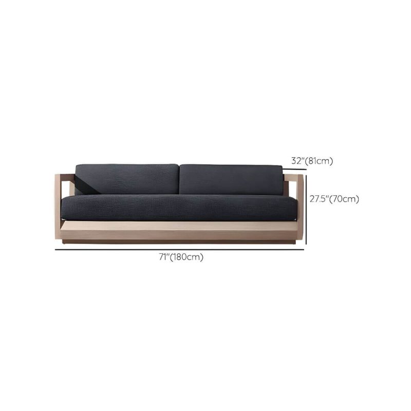 "Dimension of Wood Rectangular Contemporary Patio Sofa with Cushions for Outdoor - 2-Seater Sofa"