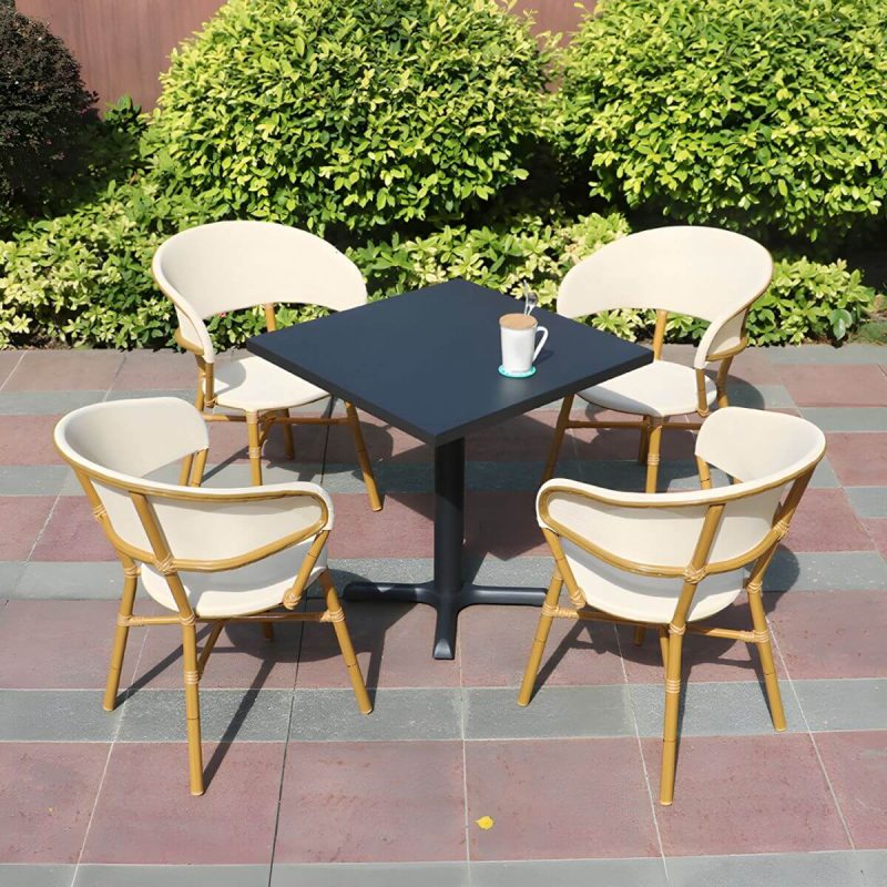 "Modern Patio Dining Side Chair Metal Outdoor Bistro Chairs with Arm - 2 Piece Set"