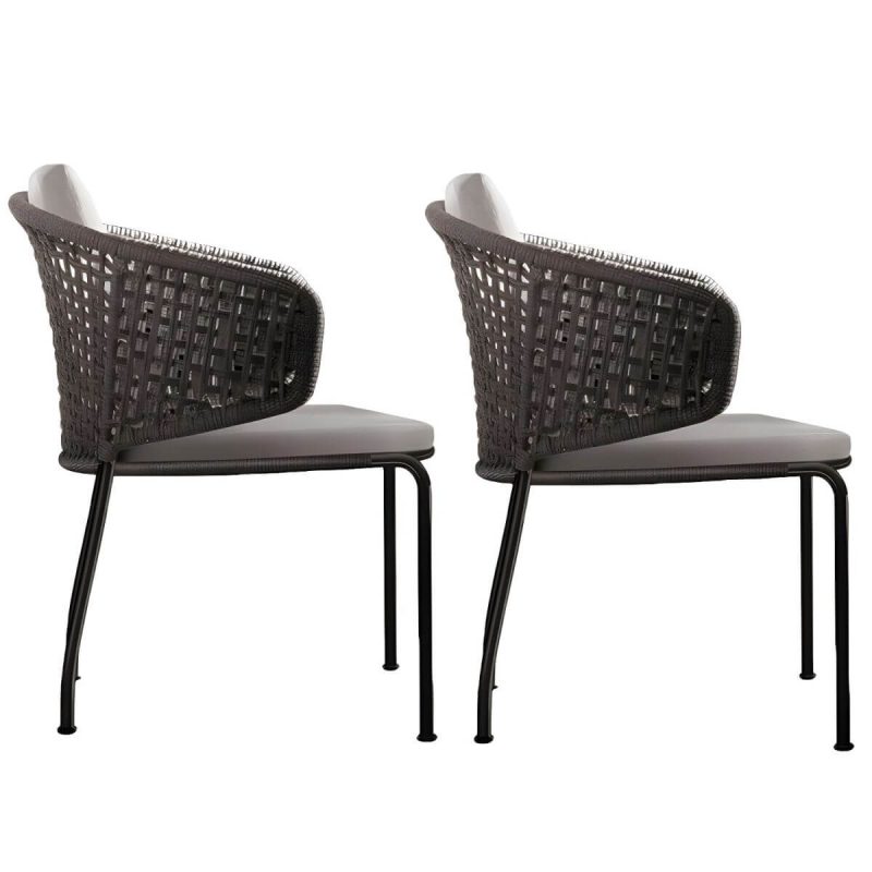 "Tropical Outdoor Chair with Removable Water Repellent Finish Cushion - 24"L x 22"W x 30"H With Arms 2 Piece Set"