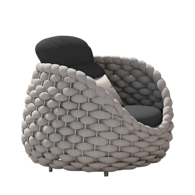 "Waterproof and Durable Modern Metal Patio Sofa with Upholstered Cushions - Gray 1-Seater Sofa"