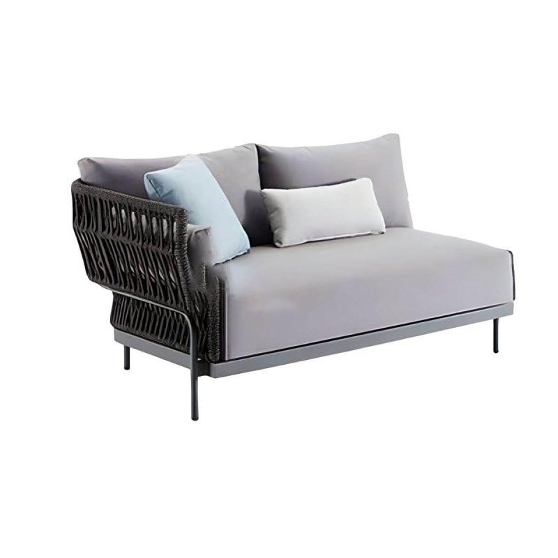 "Water Resistant Modern Upholstered Patio Metal Sofa with Cushions and Pillows - Left Corner Sofa"