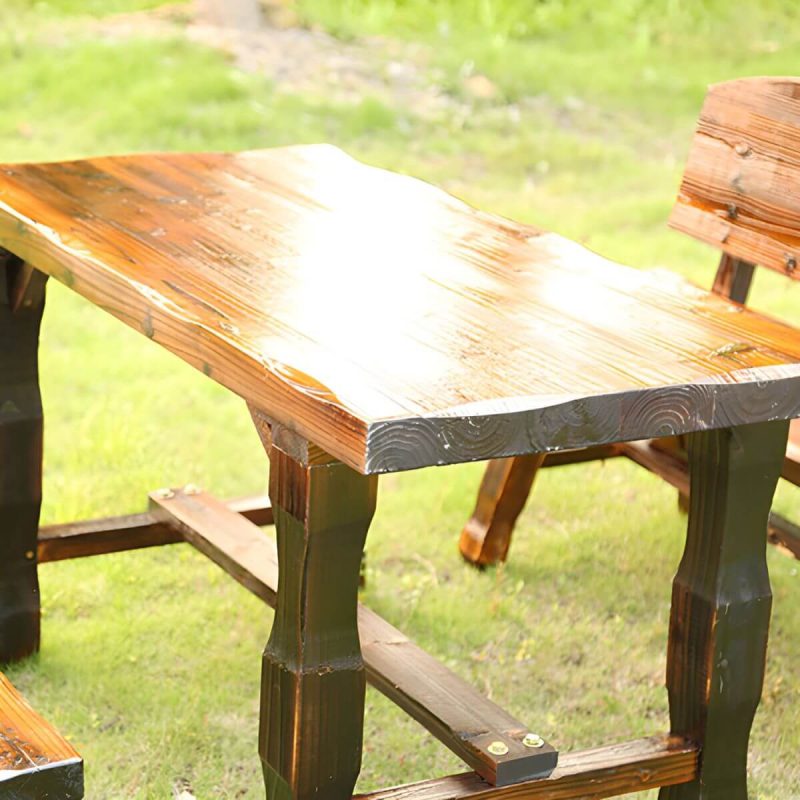 "Rustic Rectangle Balcony Table Solid Wood Accent Table for Patio - 47.2"L x 23.6"W x 27.6"H Table Only"