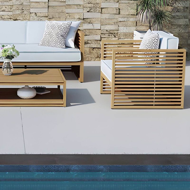 "Contemporary Water Resistant Patio Sofa Solid Wood Outdoor Patio Sofa - Gray 63"L x 33"W x 26"H"