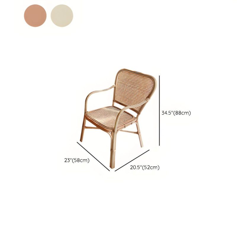 "Dimension of 20" Wide Tropical Rattan Dining Armchair Natural Outdoor Chair - Wood Color 1 Piece"