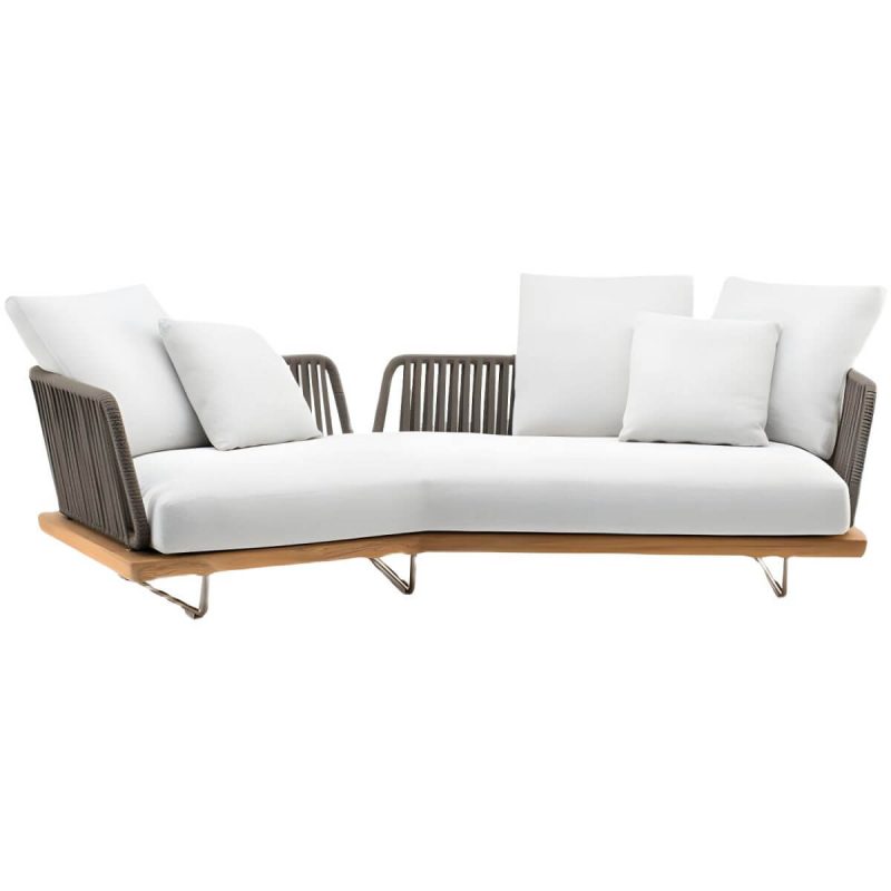 "Scandinavian Patio Sofa Wood Fade Resistant Outdoor Patio Sofa - Right Corner Sofa Ash 65"L x 35.5"W x 33"H"