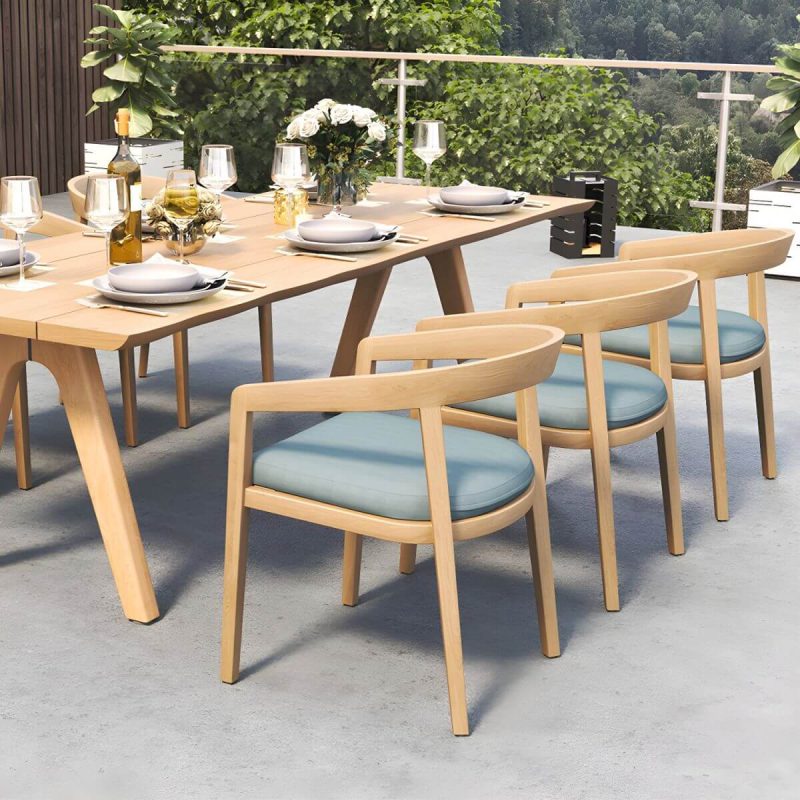"Solid Wood Top Patio Table Contemporary Style Water Resistant Dining Table - 94.5"L x 39.4"W x 29.5"H Table Only"