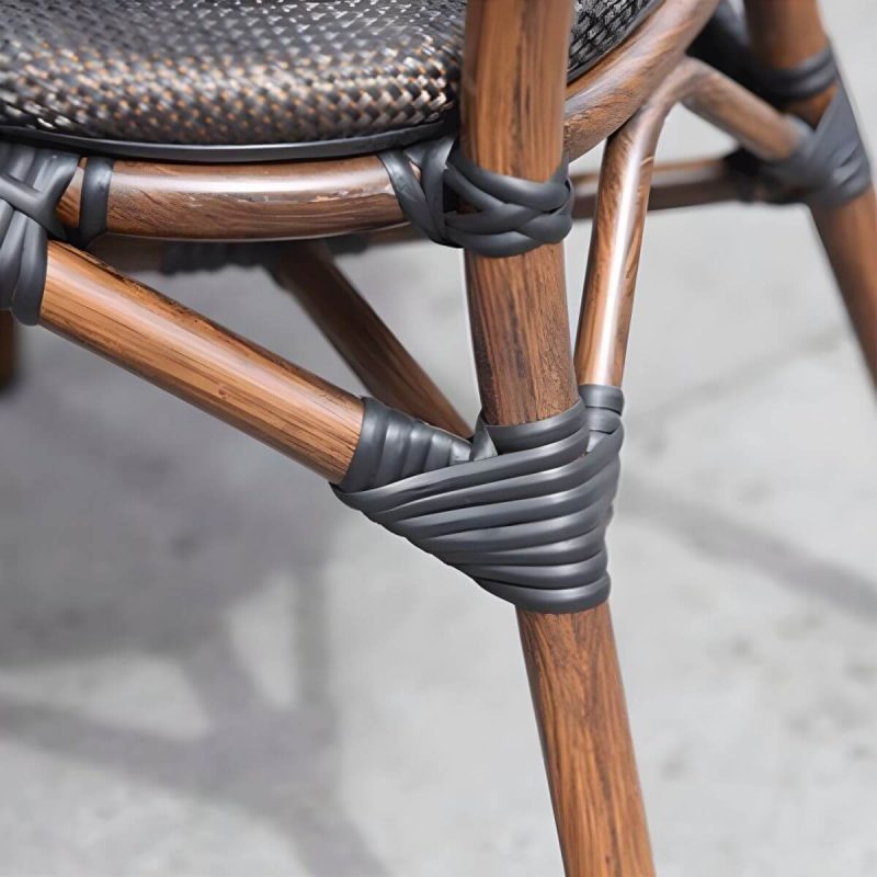 "Metal Modern Brown Patio Dining Set with Stackable Chairs and Weatherproof Durability - Table & Chair(s) 60 x 60 x 73 cm 4"