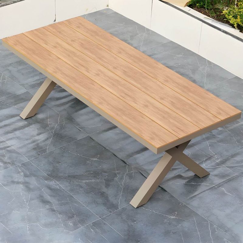 "Brown Patio Table Wooden Contemporary Style in Rectangular Shape - Table Only 70.9"L x 35.4"W x 29.5"H Brown"