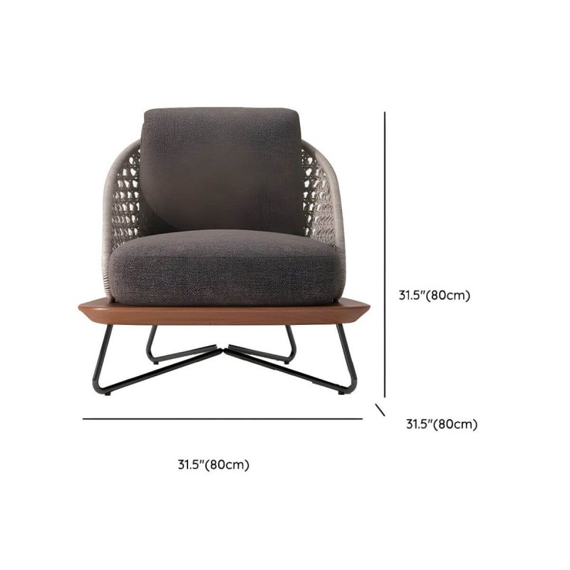 "Dimension of Brown Upholstered Wicker/Rattan Modern Sofa with UV and Water Resistant Cushions and Pillows - 1-Seater Sofa"