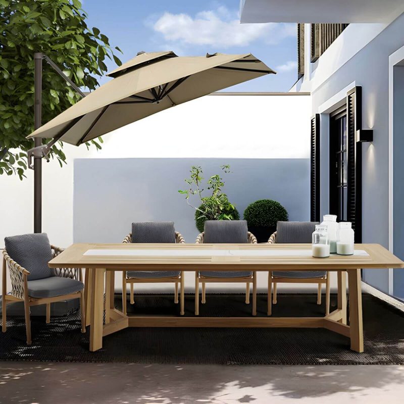 "Teak Wood Water Resistant Dining Table Outdoor Solid Wood Patio Table in Brown - Table Only 70.9"L x 39.4"W x 29.5"H"