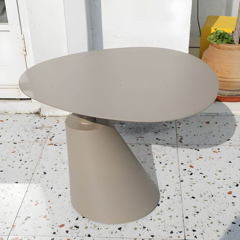"2-Seater Metal Side Table with UV Resistant Contemporary Patio Table - Table Only 26"L x 22"W x 20"H"