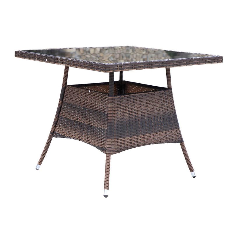 "Industrial Rattan Bistro Table Outdoor Metal Frame Patio Table - Table Only 59"L x 35"W x 29"H Rectangular"