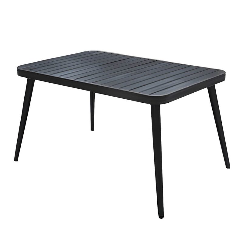 "Modern Aluminium Waterproof Courtyard Table Geometric Outdoor Table - Table Only 59.1"L x 35.4"W x 29.5"H"