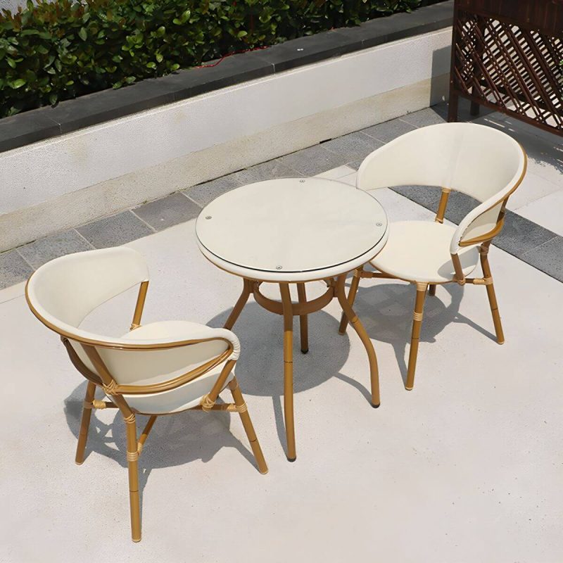 "Modern Patio Dining Side Chair Metal Outdoor Bistro Chairs with Arm - 2 Piece Set"