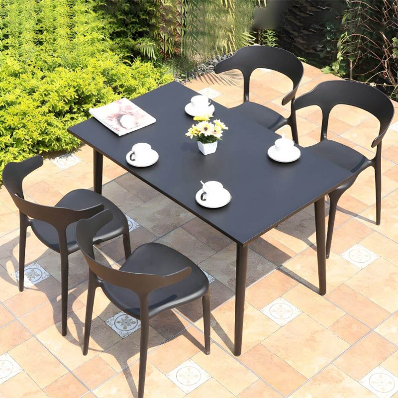 "Plastic Antique Finish Patio Chair Stacking Modern Style without Cushions - 8 Piece Set"