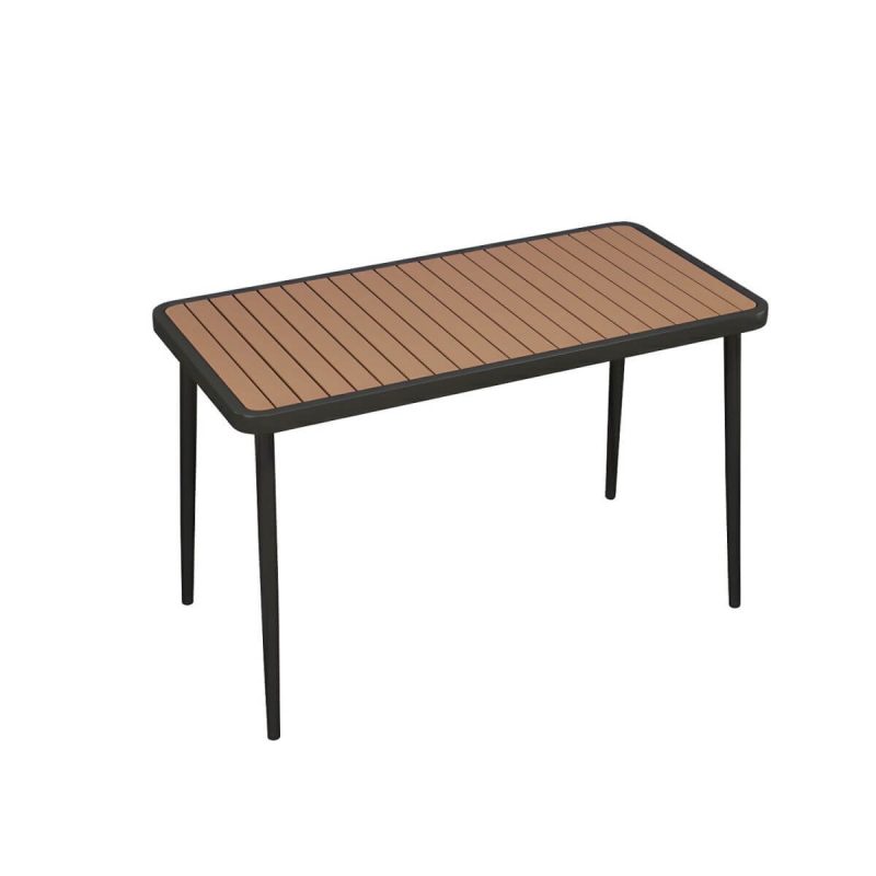 "Brown Wooden Patio Table Contemporary Style in Rectangular/Square Shape - Table Only 47.2"L x 23.6"W x 29.5"H Black"