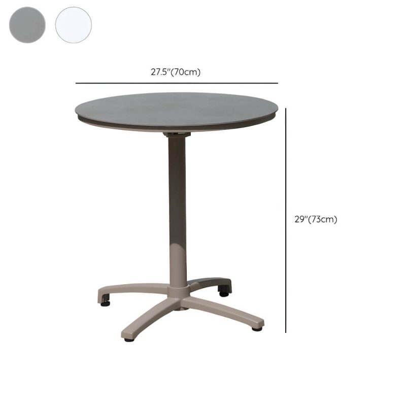 "Dimension of Modern Outdoor Patio Table UV Resistant Dining Table with Metal Frame - Table Only 27.6"L x 27.6"W x 28.7"H White Round"