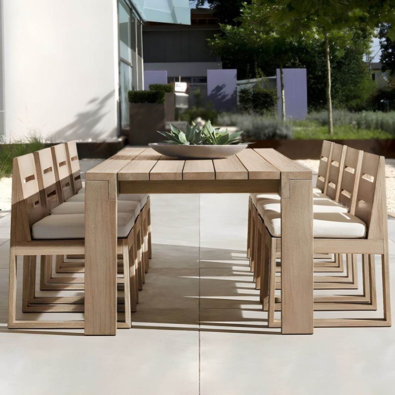 "Boho Style 1/9 Pcs Patio Dining Table Set Wood Dining Table Set - Brown 70.9"L x 35.5"W x 29.1"H Table & Chair(s) 8"