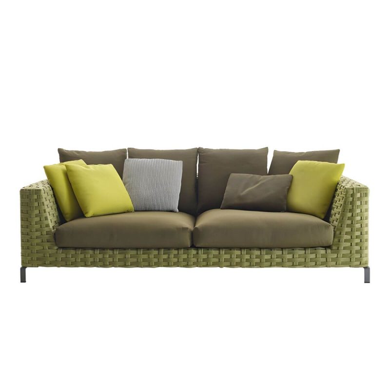 "Contemporary Water Resistant Symmetrical Patio Sofa with Cushions for Outdoor - 3-Seater Sofa"
