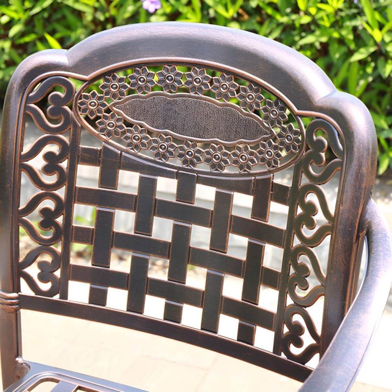 "Traditional Dining Armchair in Bronze With Arm 25.2" Long 35.03" High - 2 Piece Set"