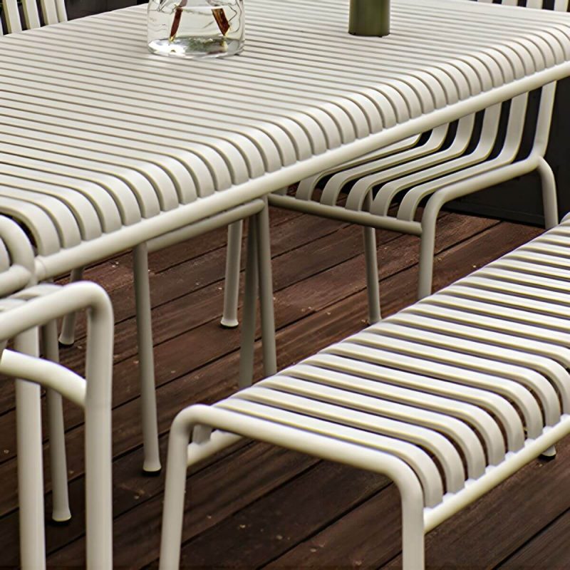 "Grey Metal Patio Table Contemporary Style Water Resistant for Outdoors - 63"L x 31.5"W x 29.5"H Rectangular Table Only"