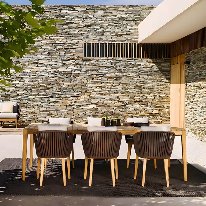"Modern Brown Patio Dining Table without Umbrella Hole and Non-Foldable Design - Table Only 39"L x 24"W x 42.5"H Rectangular"