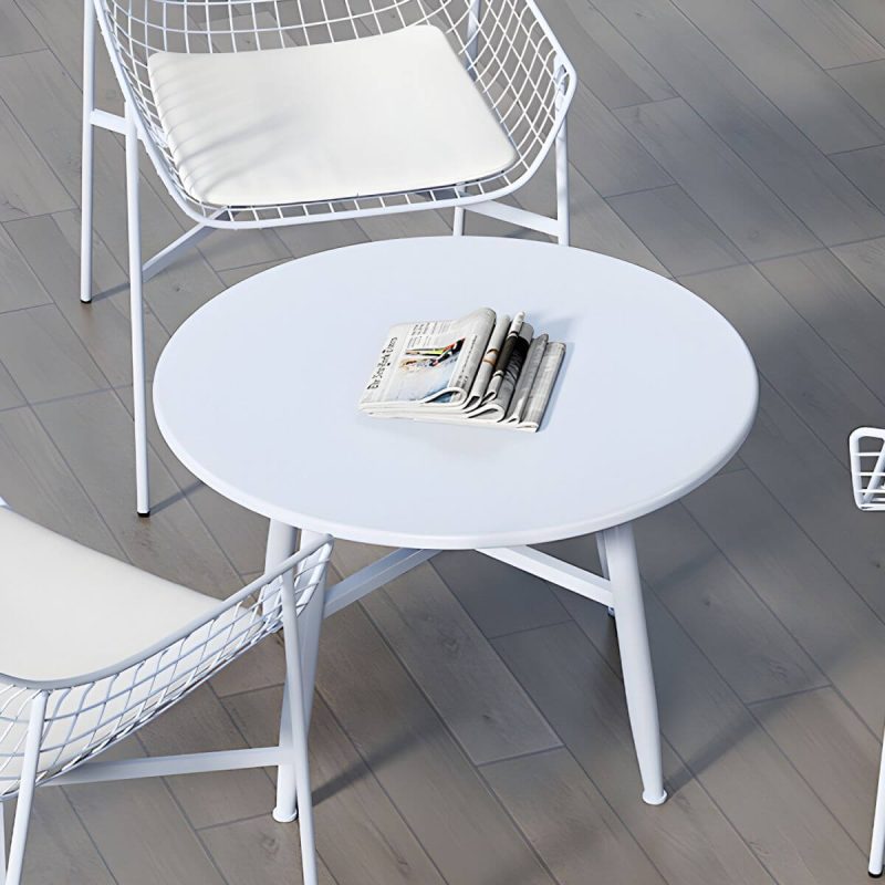 "Contemporary Iron Frame Black and White Armless Dining Side Chair - White 4 Piece Set"