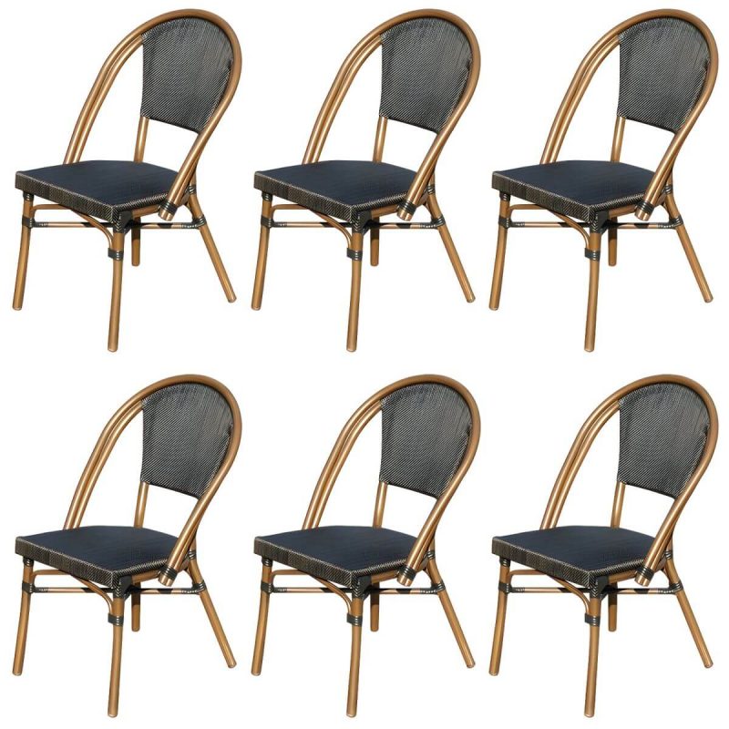 "Modern Style Steel Frame UV and Water Protective Outdoor Dining Chair - 20"L x 22"W x 34"H 6 Piece Set"